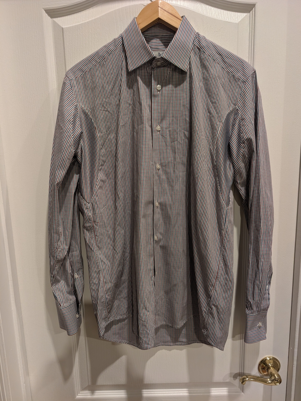 Lawrence Hunt Men’s Tailor Made Shirt 100% Cotton Multicolor Check Button Down
